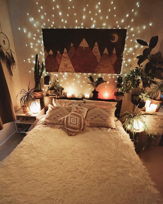 46 Amazing Bedroom Decorations with String Lights Ideas - Page 7 of 46 ...