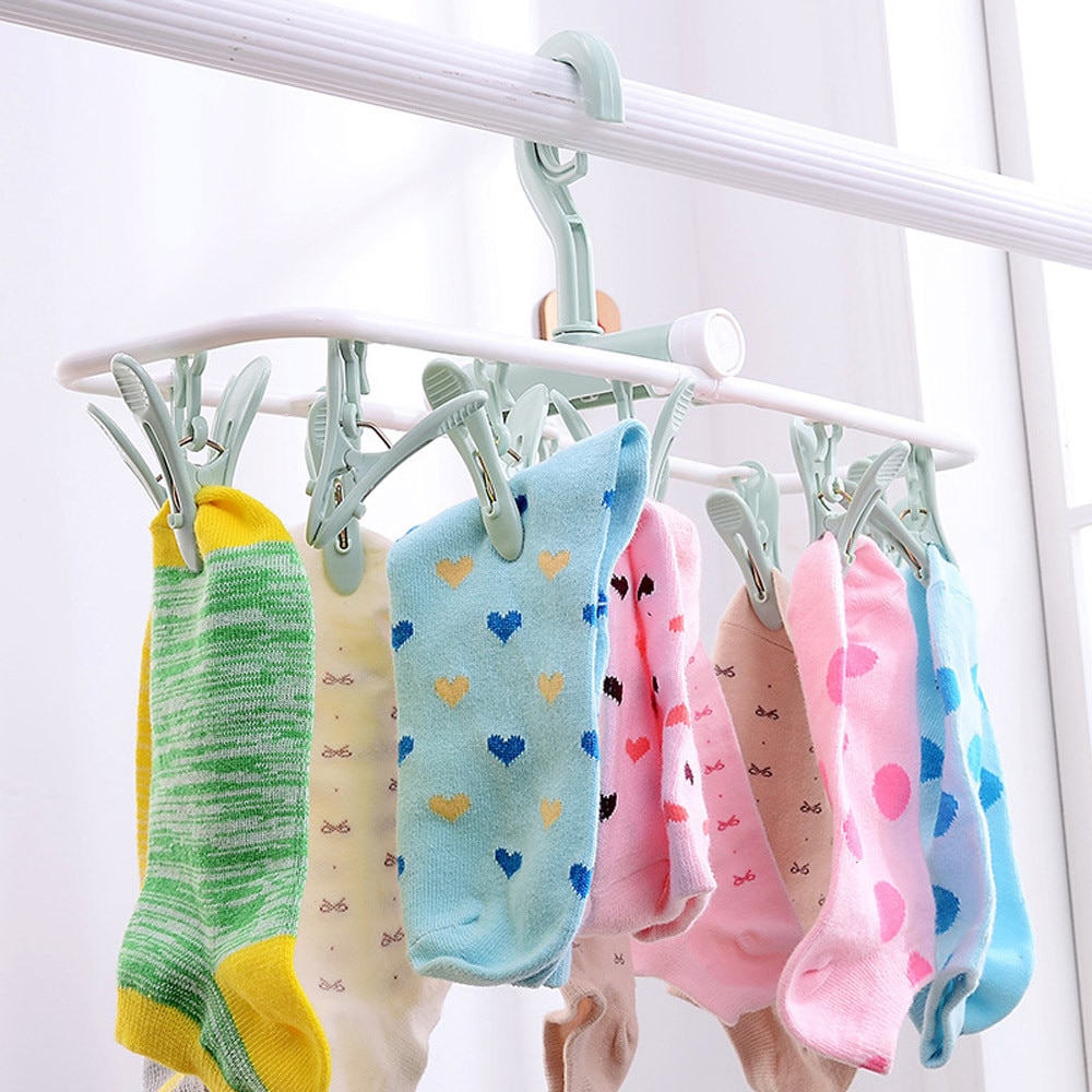 12 Clip Folding Drying Rack Laundry Underwear Socks Clip
